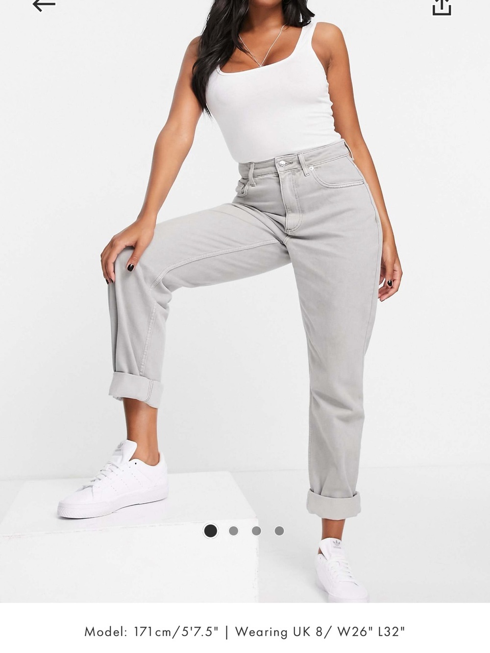 ASOS DESIGN Hourglass High Rise Slouchy Mom Jeans Gray W34 L32